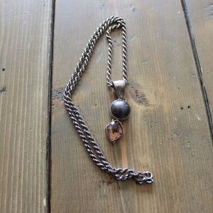 Heavy Sterling Silver Topaz Pearl Rope Necklace